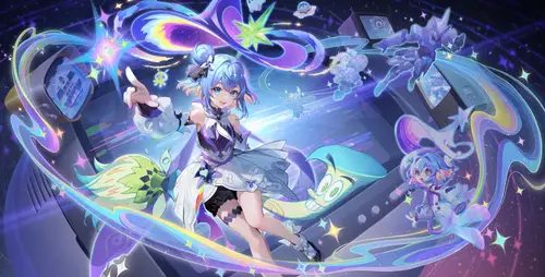 8502x4320 Desktop Wallpaper - 蓝发少女星空魔法阵电脑壁纸 8K