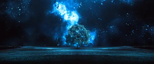 3840x1600 Ultrawide Wallpaper - 蓝色梦幻树星空超宽屏壁纸