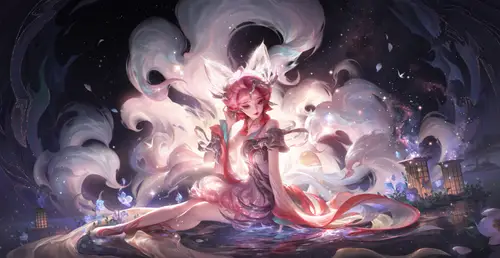 8004x4131 Desktop Wallpaper - 九尾狐仙奇幻风格插画4K电脑壁纸
