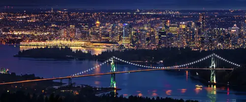 3840x1600 Ultrawide Wallpaper - 温哥华夜景狮门大桥超宽屏壁纸