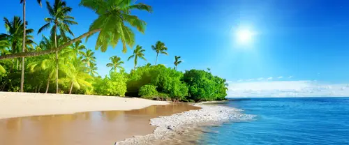 3840x1600 Ultrawide Wallpaper - 热带海滩与椰林阳光超宽屏壁纸
