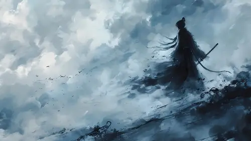 6400x3600 Desktop 动漫二次元 Wallpaper - 云端孤影武士意境壁纸