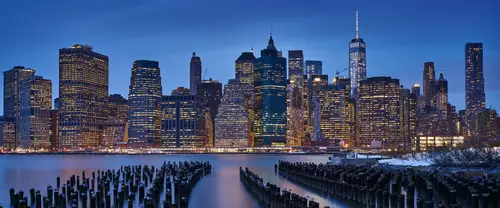 3840x1600 Ultrawide Wallpaper - 纽约曼哈顿天际线夜景超宽屏壁纸