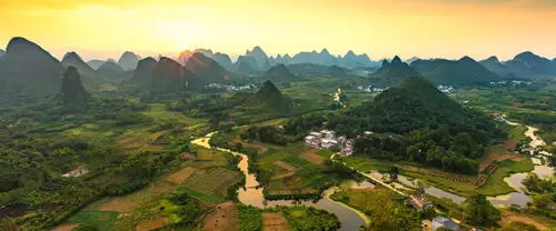 3840x1600 Ultrawide Wallpaper - 桂林山水日落喀斯特地貌超宽屏壁纸