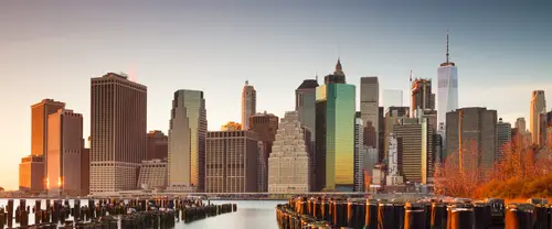 3840x1600 Ultrawide Wallpaper - 曼哈顿天际线晨曦日出超宽屏壁纸