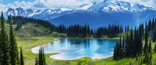 3840x1600 Ultrawide Wallpaper - 雪山湖泊针叶林超宽屏壁纸